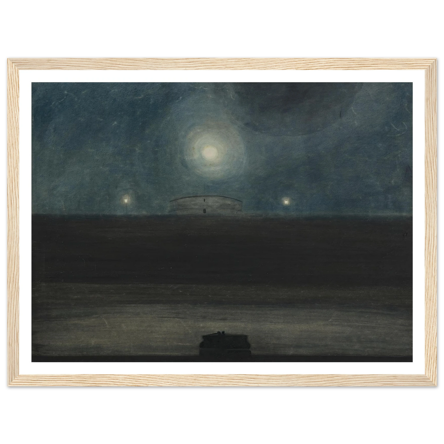 Strand met maan (1908) Art Print | Leon Spilliaert - Framed Poster - 30x40 cm / 12x16″ - Black frame