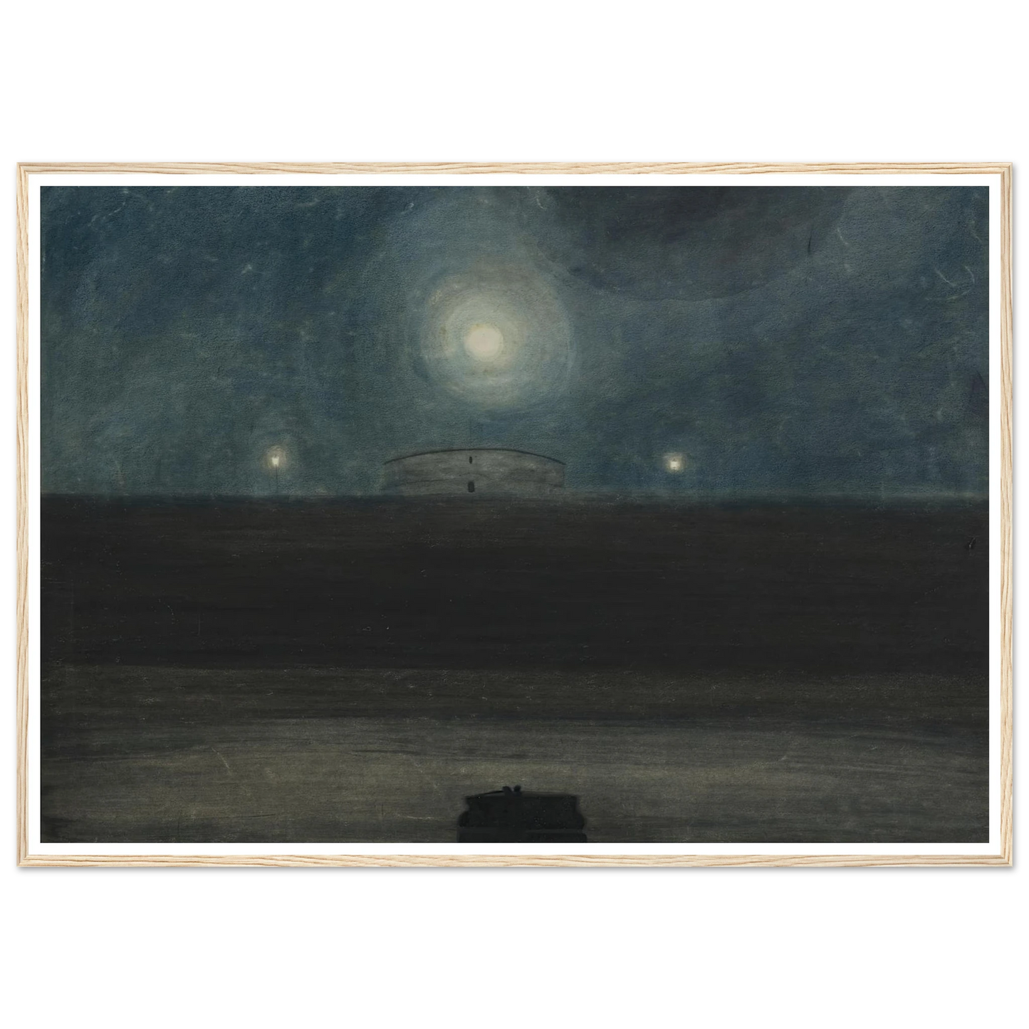 Strand met maan (1908) Art Print | Leon Spilliaert - Framed Poster - 30x40 cm / 12x16″ - Black frame