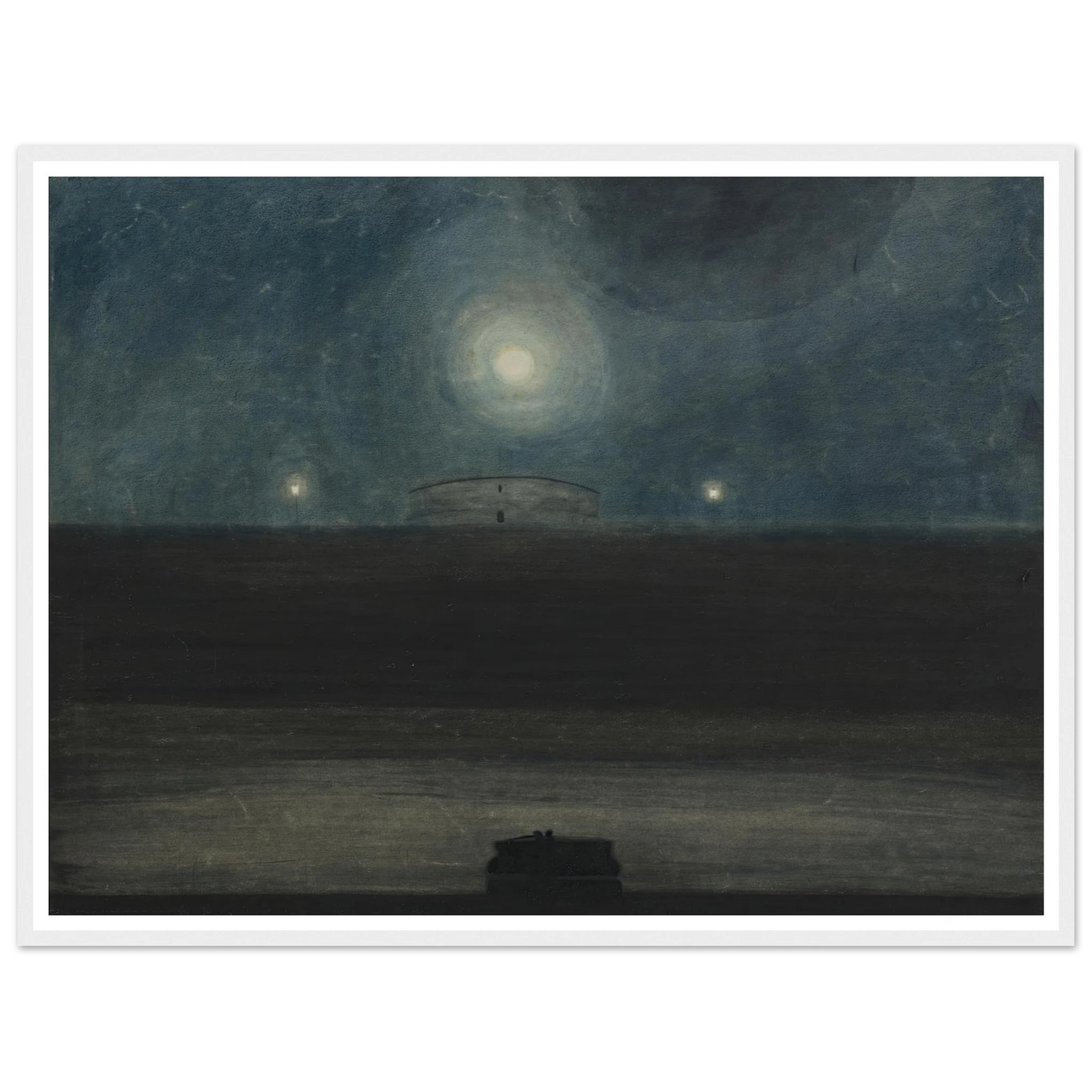 Strand met maan (1908) Art Print | Leon Spilliaert - Framed Poster - 30x40 cm / 12x16″ - Black frame