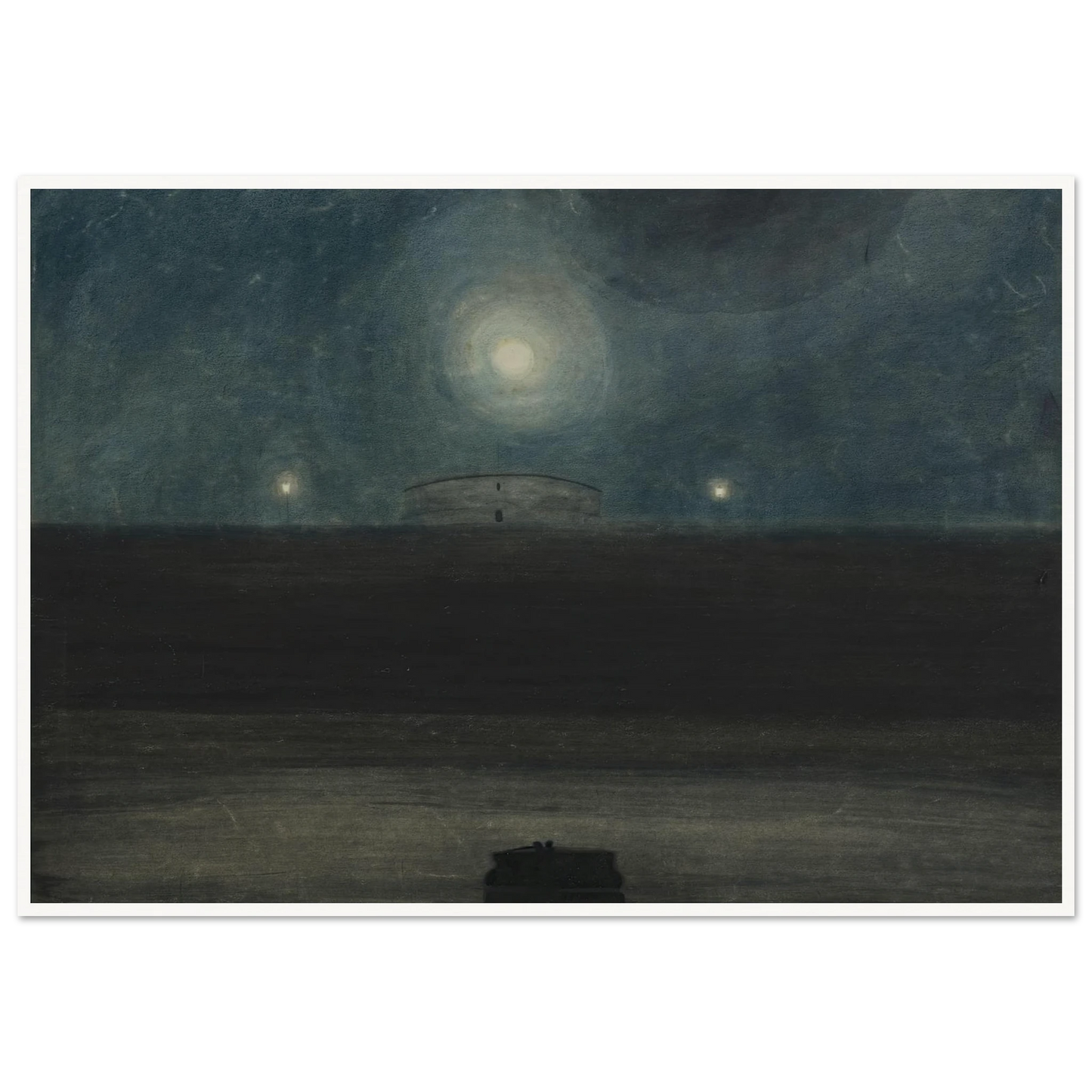 Strand met maan (1908) Art Print | Leon Spilliaert - Framed Poster - 30x40 cm / 12x16″ - Black frame