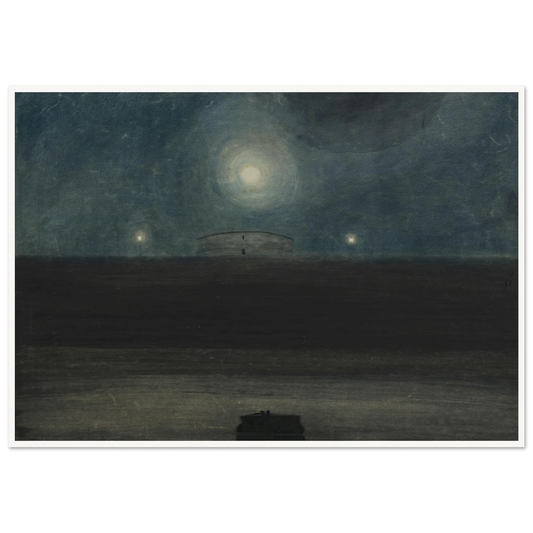 Strand met maan (1908) Art Print | Leon Spilliaert - Framed Poster - 30x40 cm / 12x16″ - Black frame