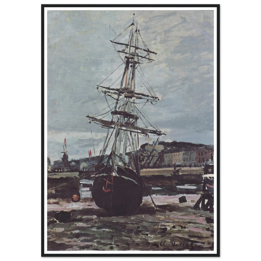 Stranded boat in Fécamp (1868) Art Print | Claude Monet - Framed Poster - 30x40 cm / 12x16″ - Black frame