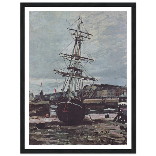 Stranded boat in Fécamp (1868) Art Print | Claude Monet - Framed Poster - 30x40 cm / 12x16″ - Black frame