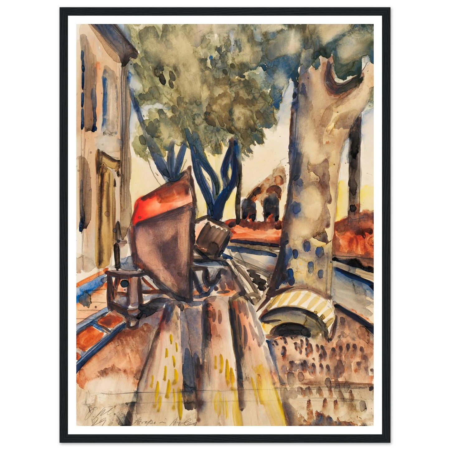 Straße in Arles (1929) Art Print | Paul Kleinschmidt - Framed Poster - 30x40 cm / 12x16″ - Black frame