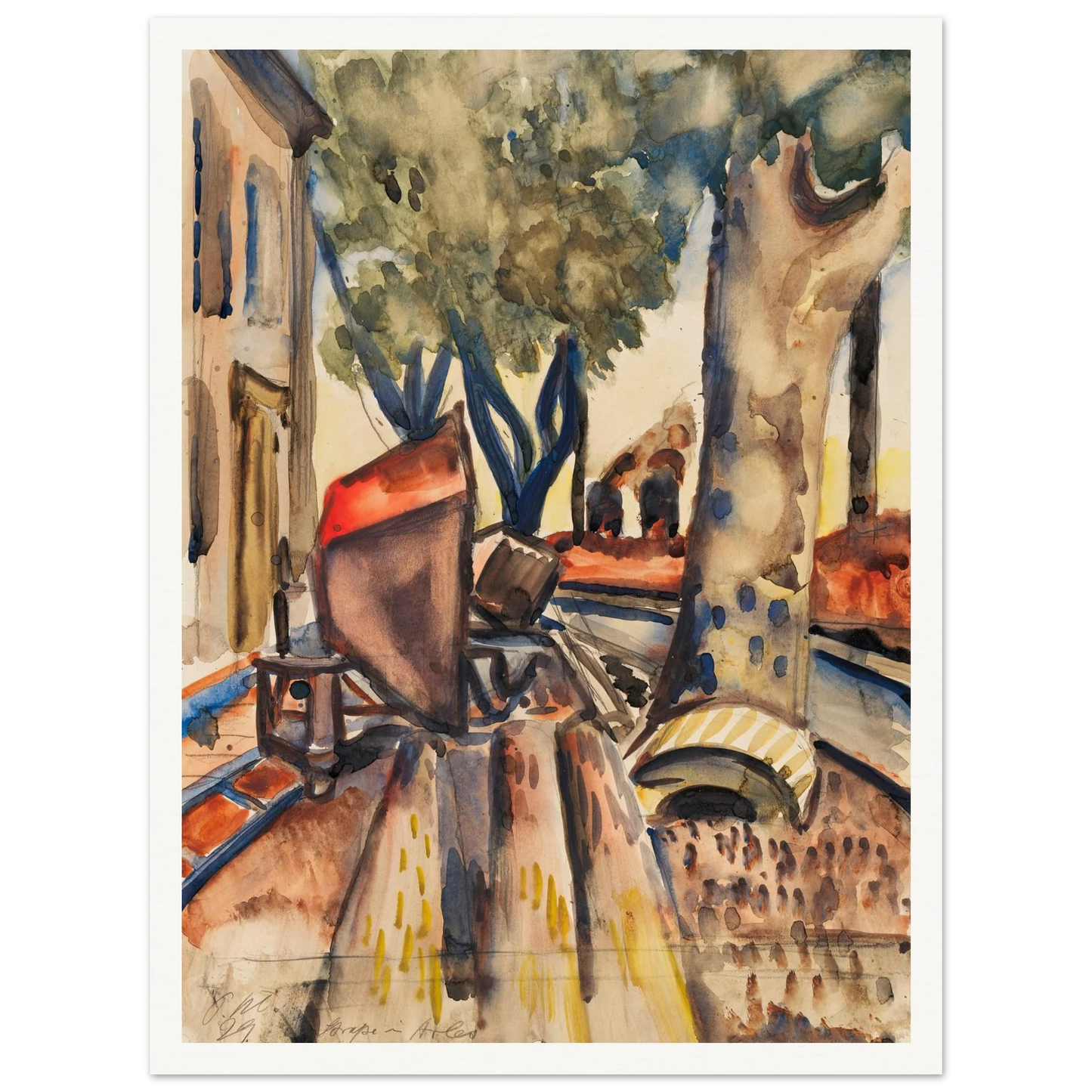 Straße in Arles (1929) Art Print | Paul Kleinschmidt - Framed Poster - 30x40 cm / 12x16″ - Black frame