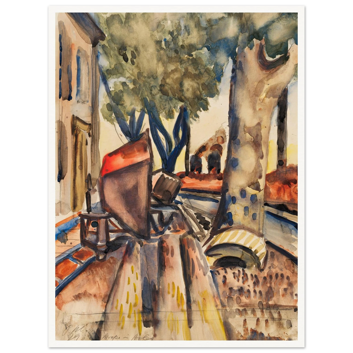 Straße in Arles (1929) Art Print | Paul Kleinschmidt - Framed Poster - 30x40 cm / 12x16″ - Black frame