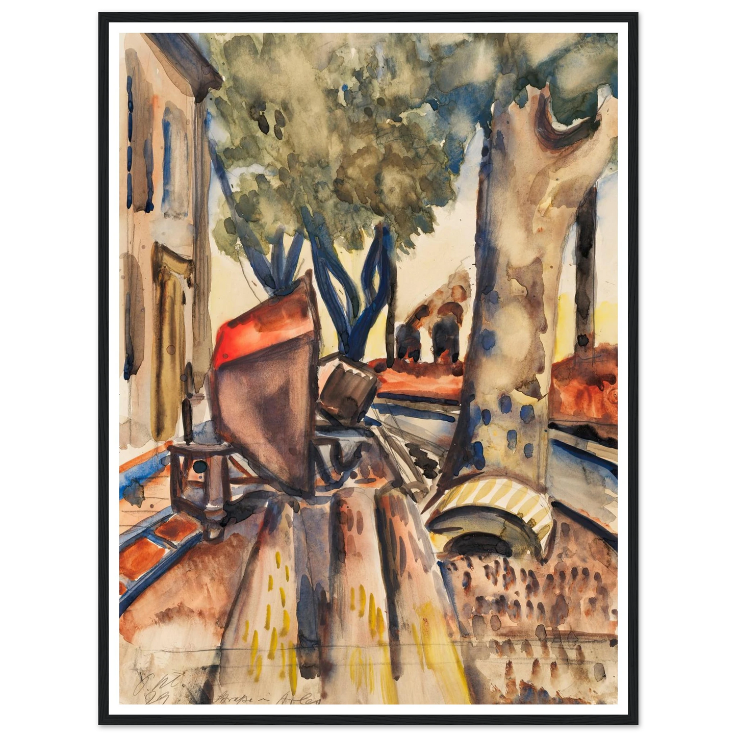 Straße in Arles (1929) Art Print | Paul Kleinschmidt - Framed Poster - 30x40 cm / 12x16″ - Black frame