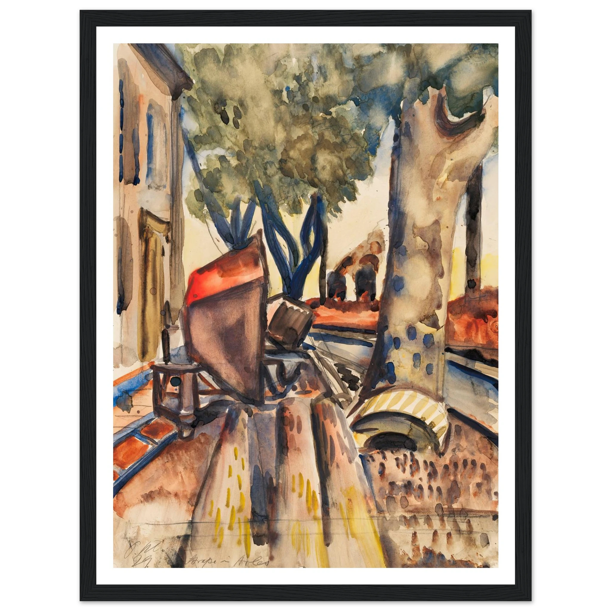 Straße in Arles (1929) Art Print | Paul Kleinschmidt - Framed Poster - 30x40 cm / 12x16″ - Black frame