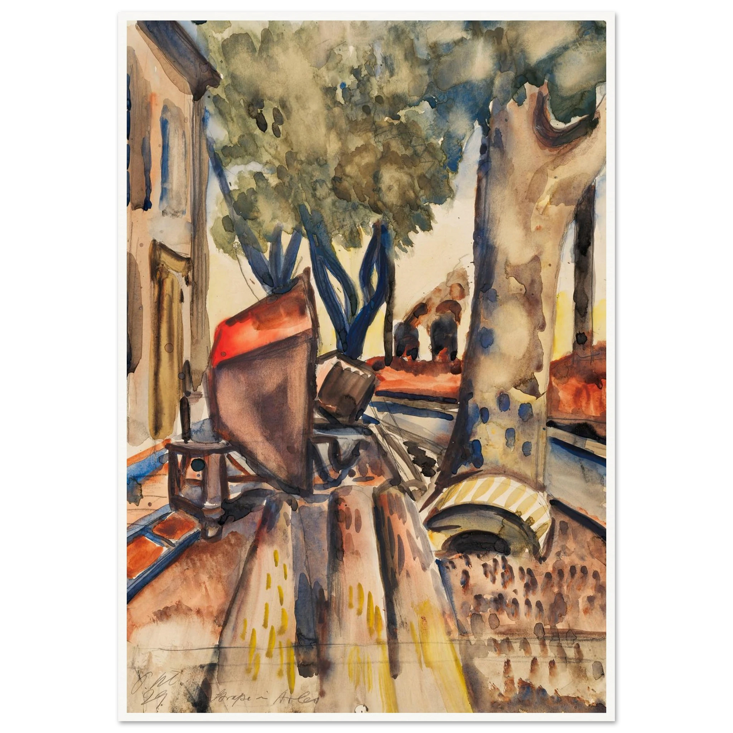 Straße in Arles (1929) Art Print | Paul Kleinschmidt - Framed Poster - 30x40 cm / 12x16″ - Black frame