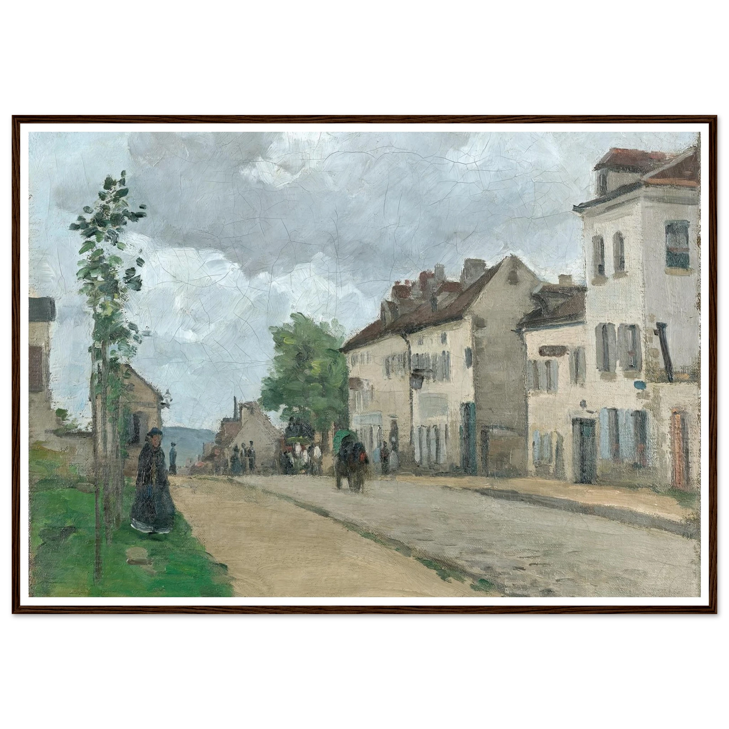 Straße in Pontoise (Rue de Gisors) (1868) Art Print | Camille Pissarro - Framed Poster - 30x40 cm / 12x16″ - Black frame