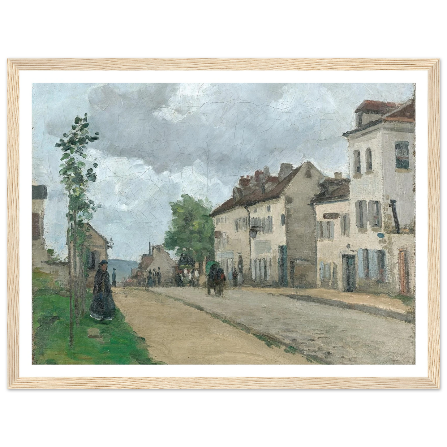 Straße in Pontoise (Rue de Gisors) (1868) Art Print | Camille Pissarro - Framed Poster - 30x40 cm / 12x16″ - Black frame
