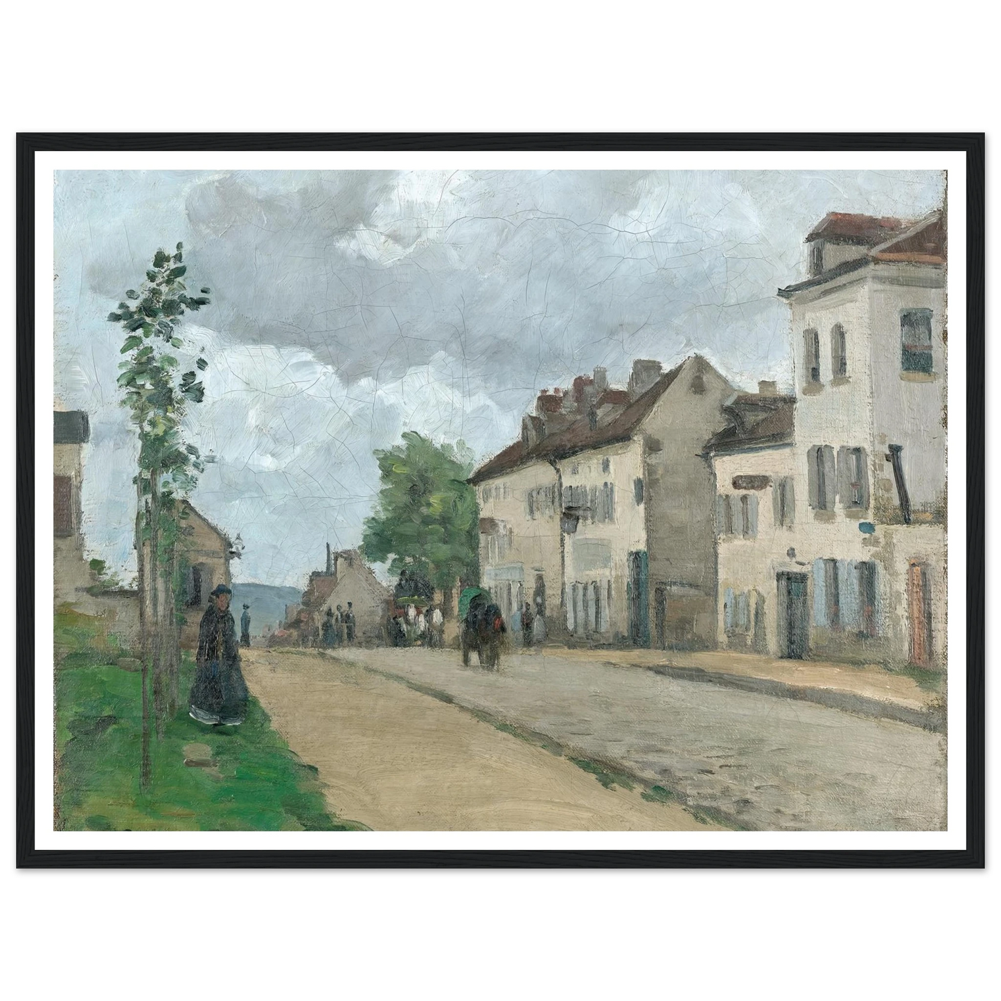Straße in Pontoise (Rue de Gisors) (1868) Art Print | Camille Pissarro - Framed Poster - 30x40 cm / 12x16″ - Black frame
