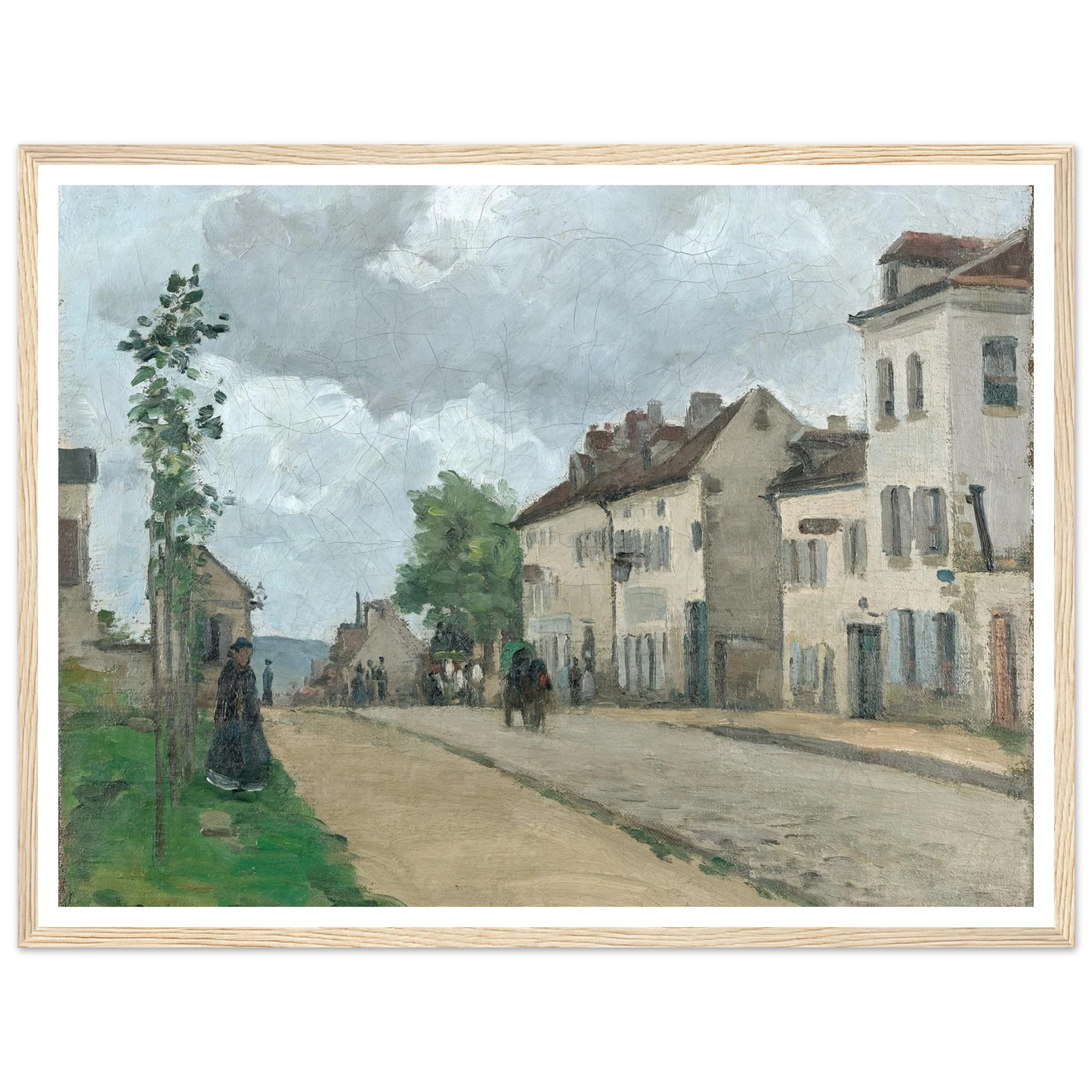 Straße in Pontoise (Rue de Gisors) (1868) Art Print | Camille Pissarro - Framed Poster - 30x40 cm / 12x16″ - Black frame