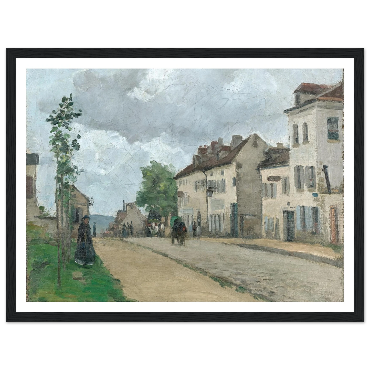 Straße in Pontoise (Rue de Gisors) (1868) Art Print | Camille Pissarro - Framed Poster - 30x40 cm / 12x16″ - Black frame