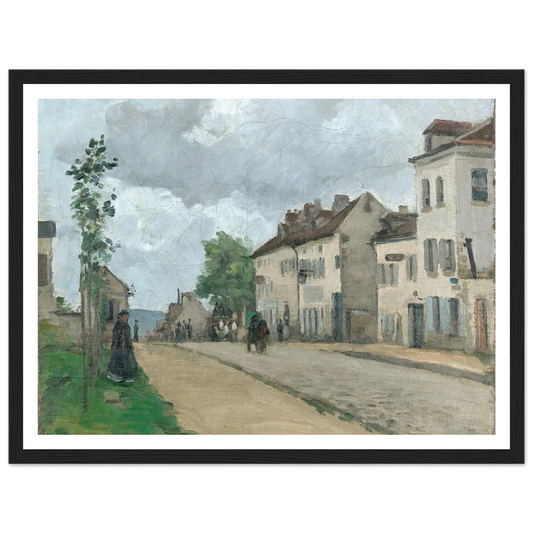 Straße in Pontoise (Rue de Gisors) (1868) Art Print | Camille Pissarro - Framed Poster - 30x40 cm / 12x16″ - Black frame