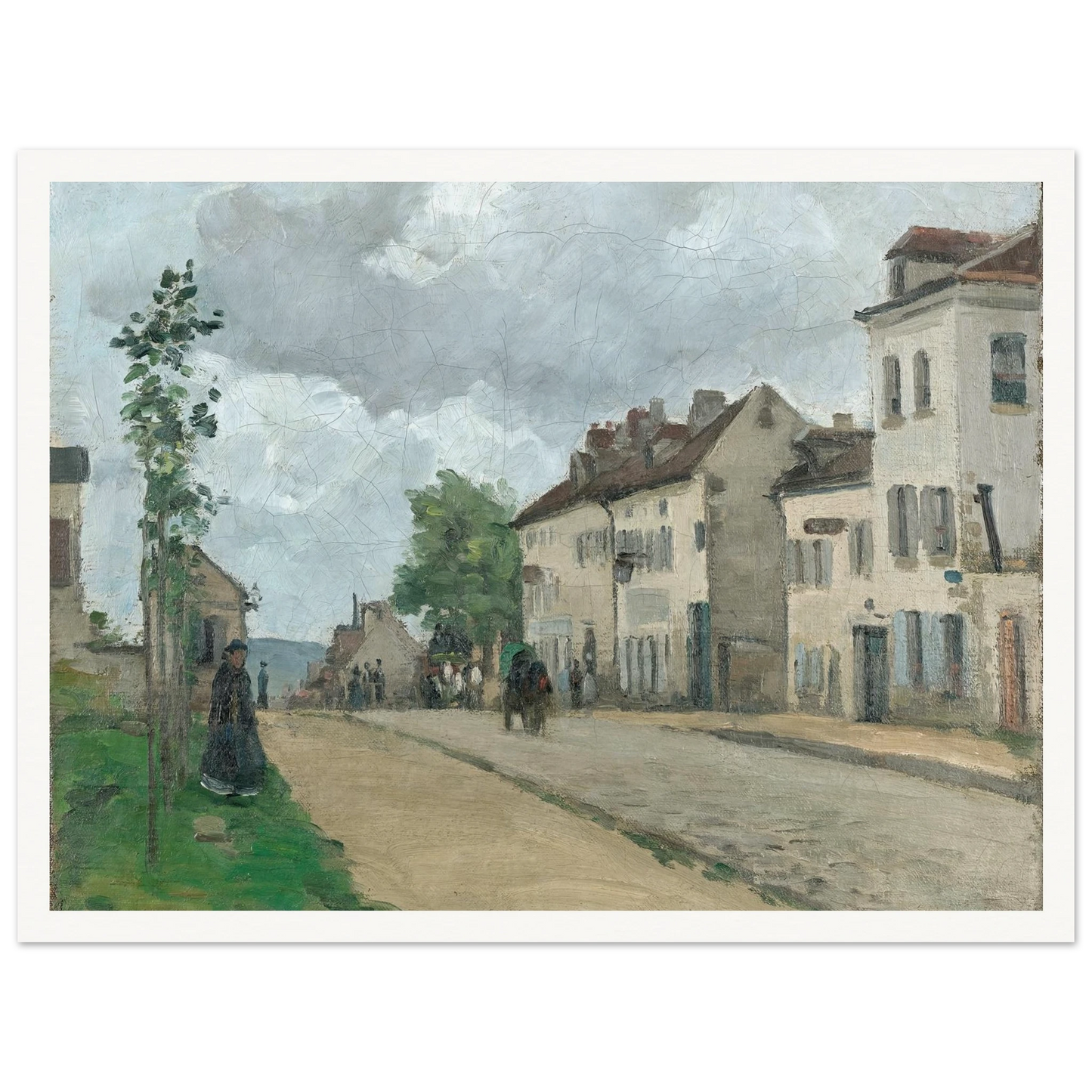 Straße in Pontoise (Rue de Gisors) (1868) Art Print | Camille Pissarro - Framed Poster - 30x40 cm / 12x16″ - Black frame