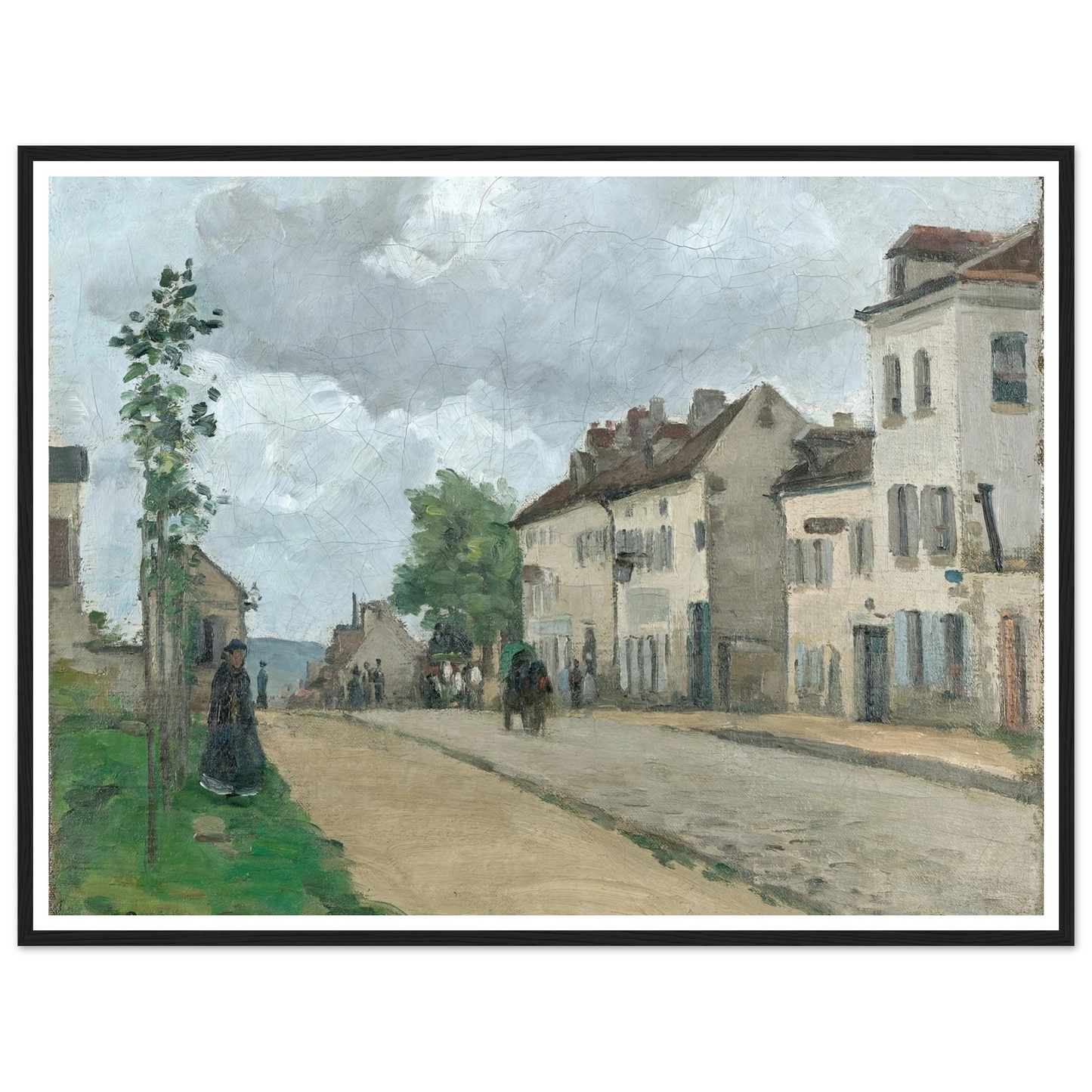 Straße in Pontoise (Rue de Gisors) (1868) Art Print | Camille Pissarro - Framed Poster - 30x40 cm / 12x16″ - Black frame