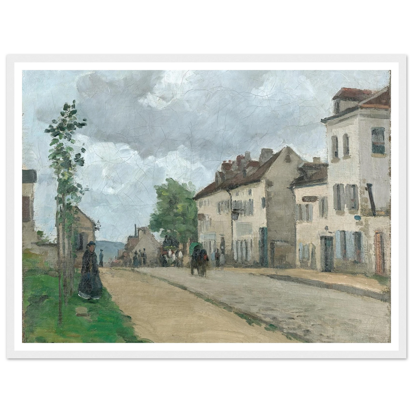 Straße in Pontoise (Rue de Gisors) (1868) Art Print | Camille Pissarro - Framed Poster - 30x40 cm / 12x16″ - Black frame