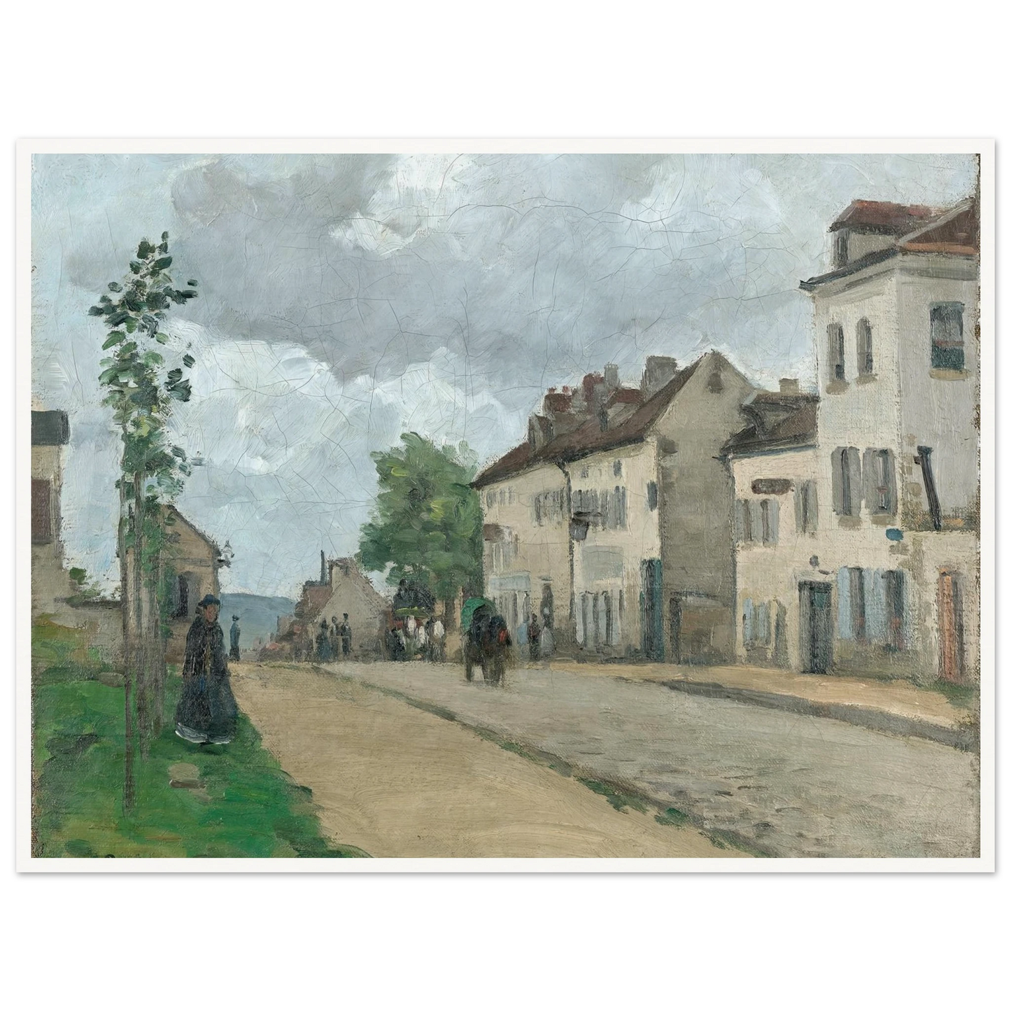 Straße in Pontoise (Rue de Gisors) (1868) Art Print | Camille Pissarro - Framed Poster - 30x40 cm / 12x16″ - Black frame