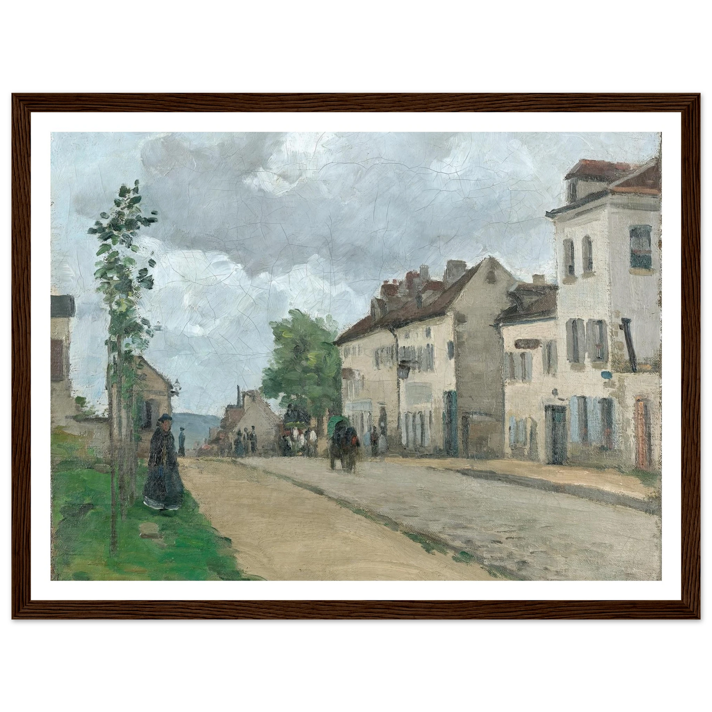 Straße in Pontoise (Rue de Gisors) (1868) Art Print | Camille Pissarro - Framed Poster - 30x40 cm / 12x16″ - Black frame