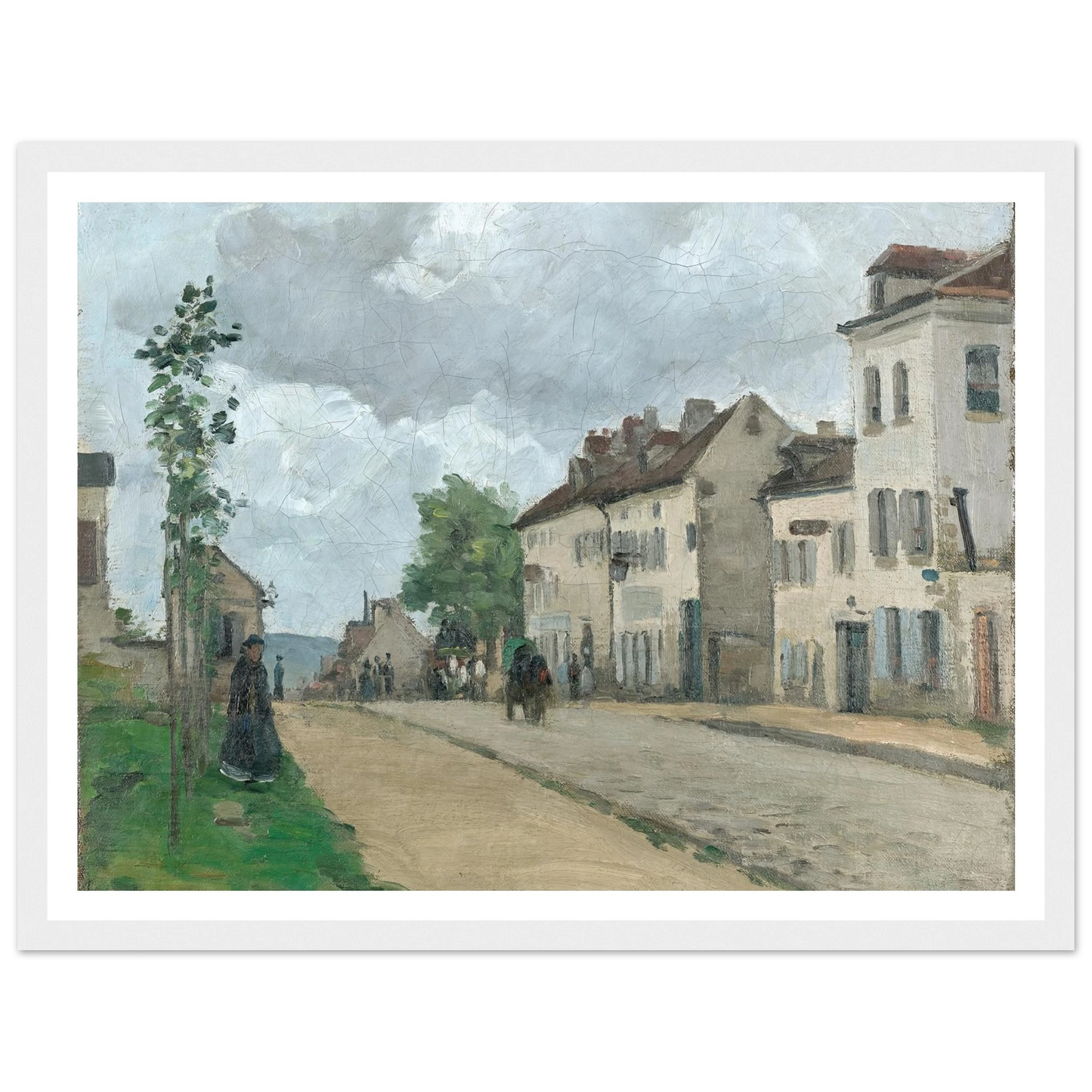 Straße in Pontoise (Rue de Gisors) (1868) Art Print | Camille Pissarro - Framed Poster - 30x40 cm / 12x16″ - Black frame