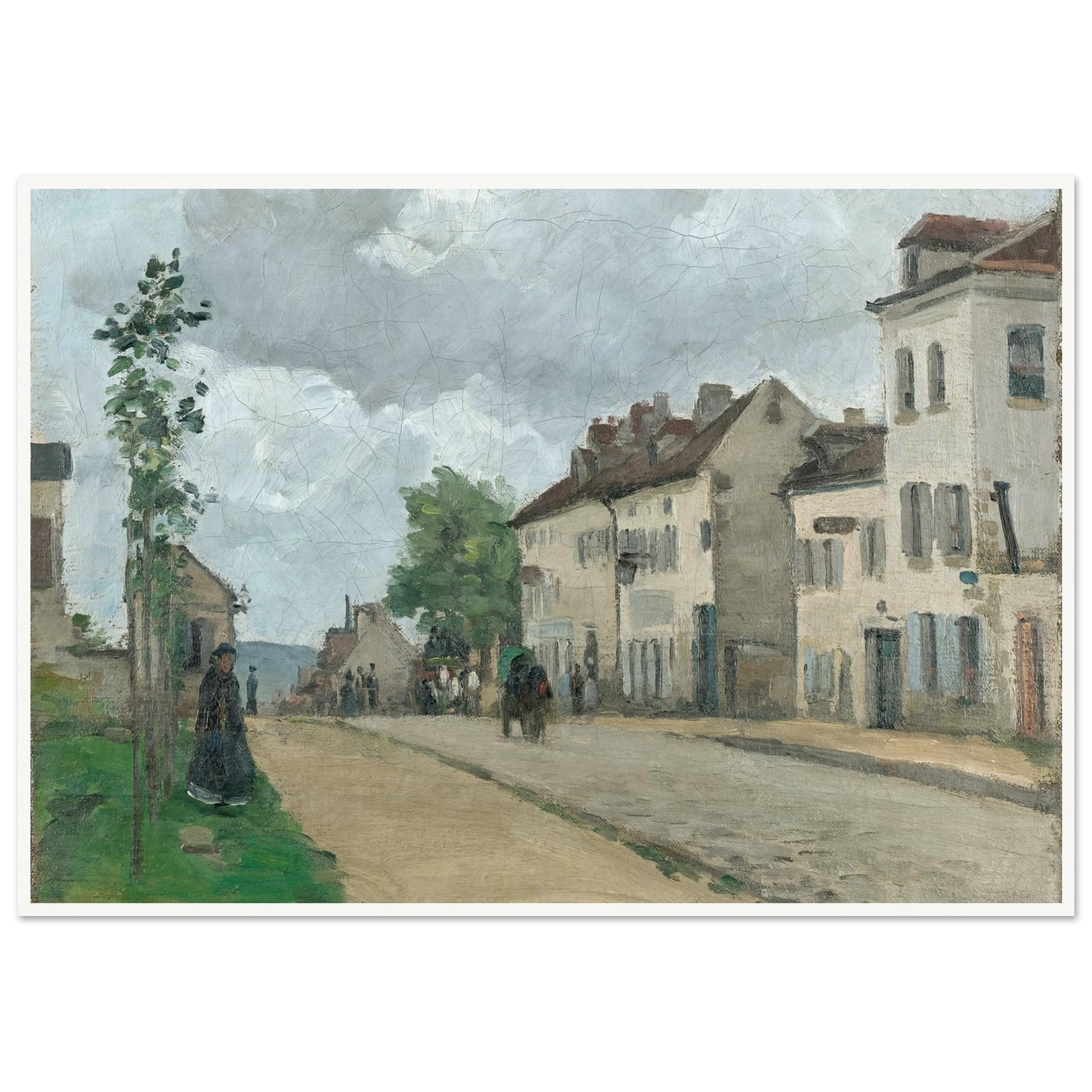 Straße in Pontoise (Rue de Gisors) (1868) Art Print | Camille Pissarro - Framed Poster - 30x40 cm / 12x16″ - Black frame