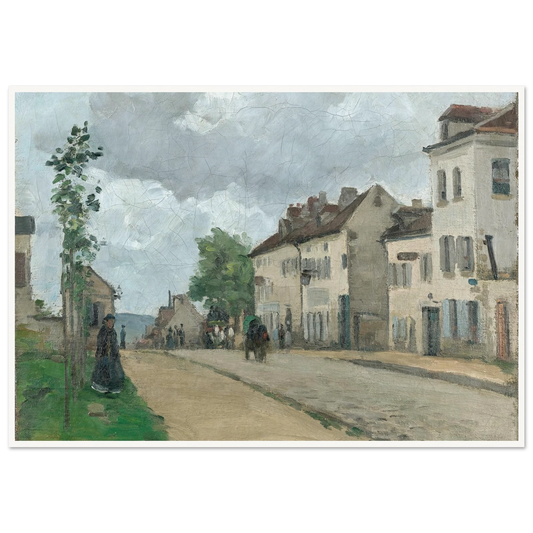Straße in Pontoise (Rue de Gisors) (1868) Art Print | Camille Pissarro - Framed Poster - 30x40 cm / 12x16″ - Black frame