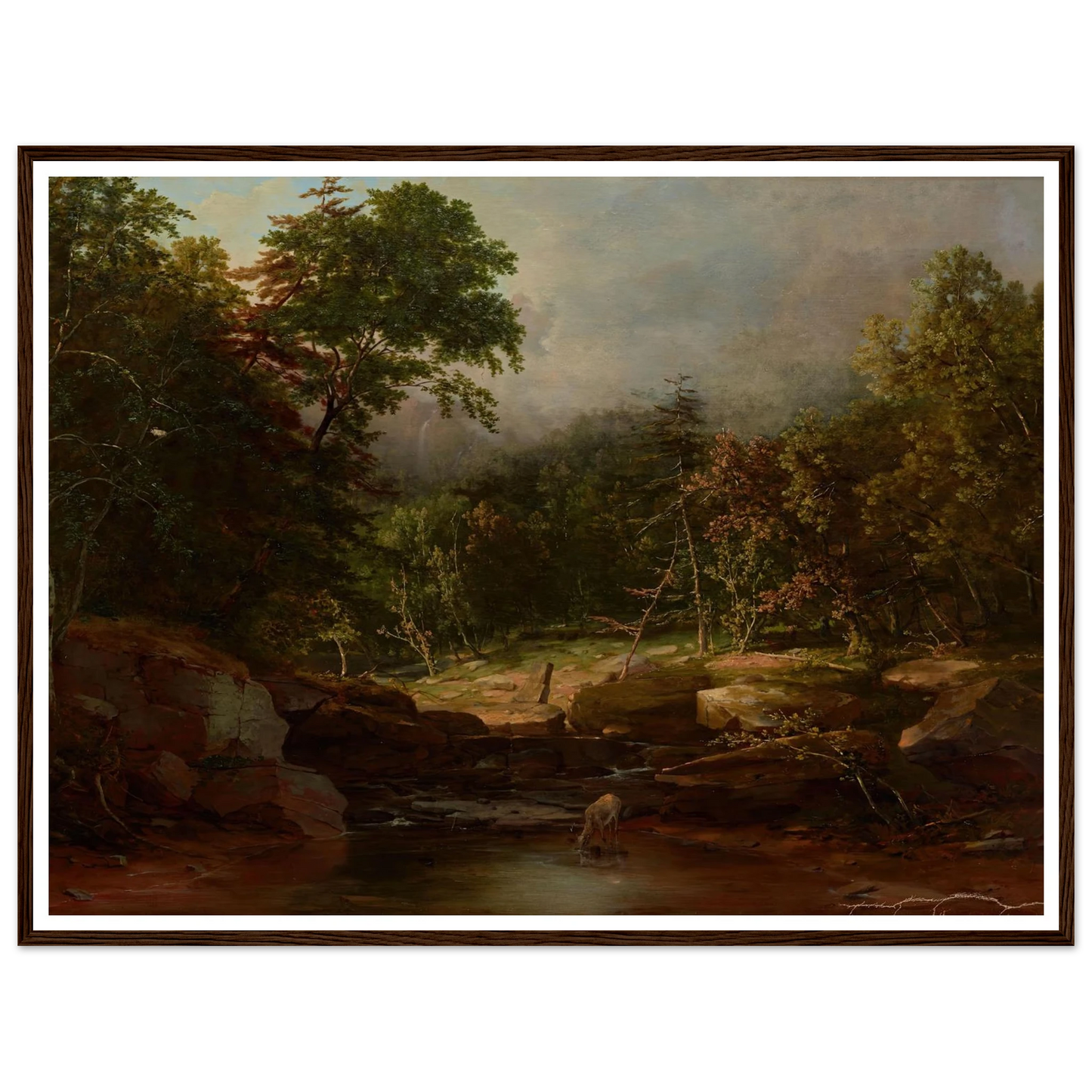 Stream in the Mountains (1850s) Art Print | George Inness - Framed Poster - 30x40 cm / 12x16″ - Black frame