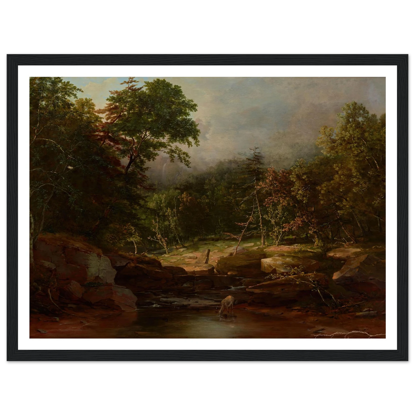Stream in the Mountains (1850s) Art Print | George Inness - Framed Poster - 30x40 cm / 12x16″ - Black frame