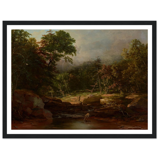 Stream in the Mountains (1850s) Art Print | George Inness - Framed Poster - 30x40 cm / 12x16″ - Black frame