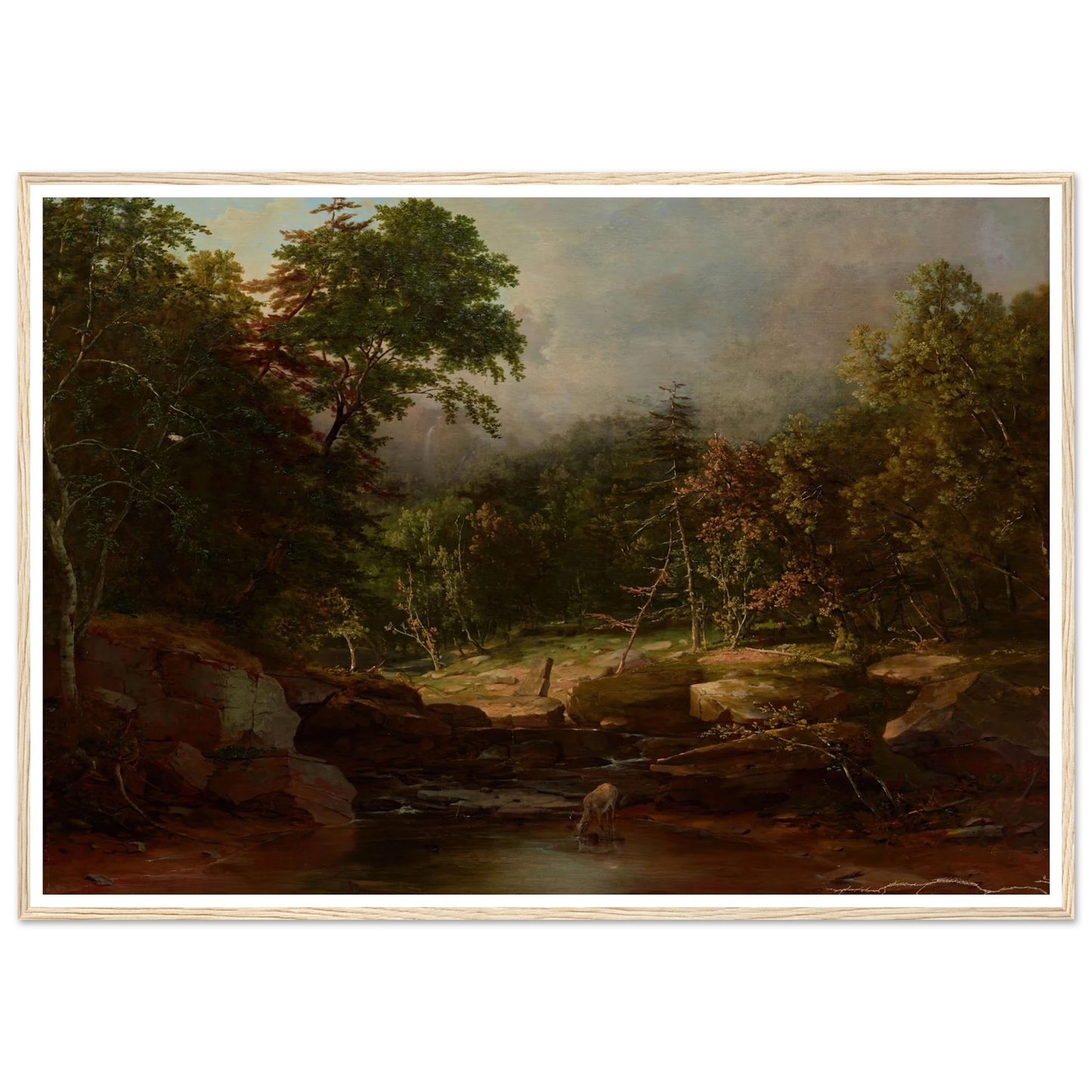 Stream in the Mountains (1850s) Art Print | George Inness - Framed Poster - 30x40 cm / 12x16″ - Black frame