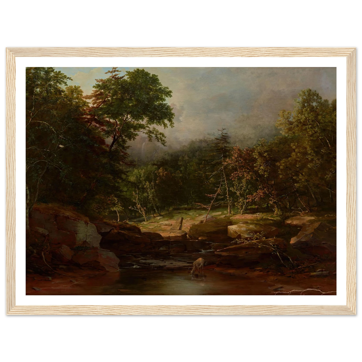 Stream in the Mountains (1850s) Art Print | George Inness - Framed Poster - 30x40 cm / 12x16″ - Black frame