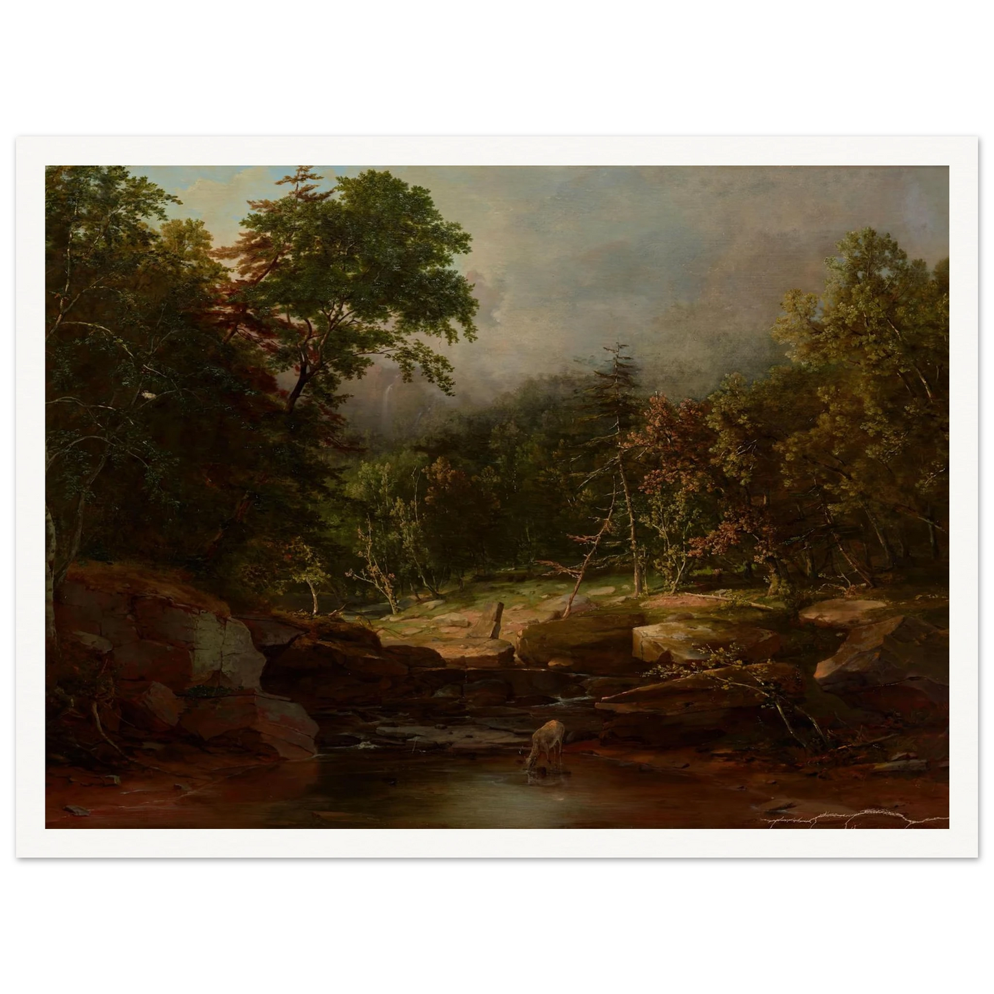 Stream in the Mountains (1850s) Art Print | George Inness - Framed Poster - 30x40 cm / 12x16″ - Black frame