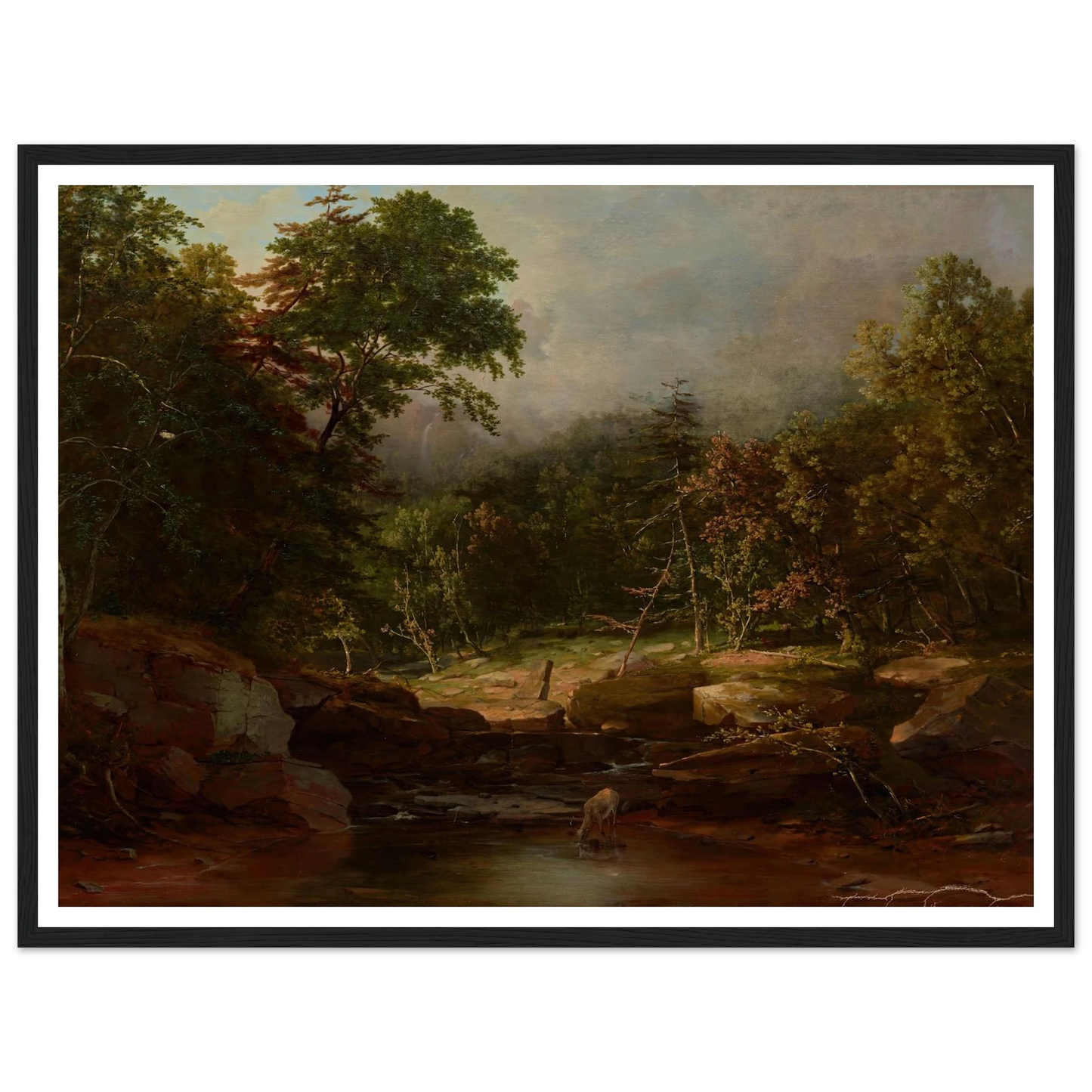 Stream in the Mountains (1850s) Art Print | George Inness - Framed Poster - 30x40 cm / 12x16″ - Black frame