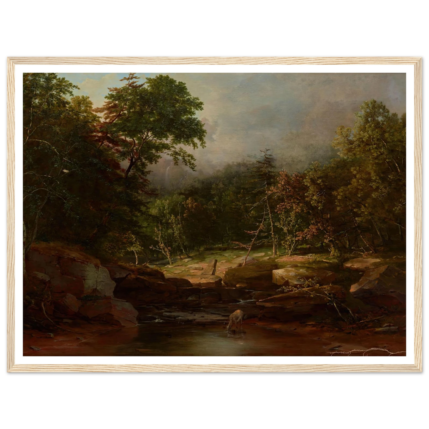 Stream in the Mountains (1850s) Art Print | George Inness - Framed Poster - 30x40 cm / 12x16″ - Black frame