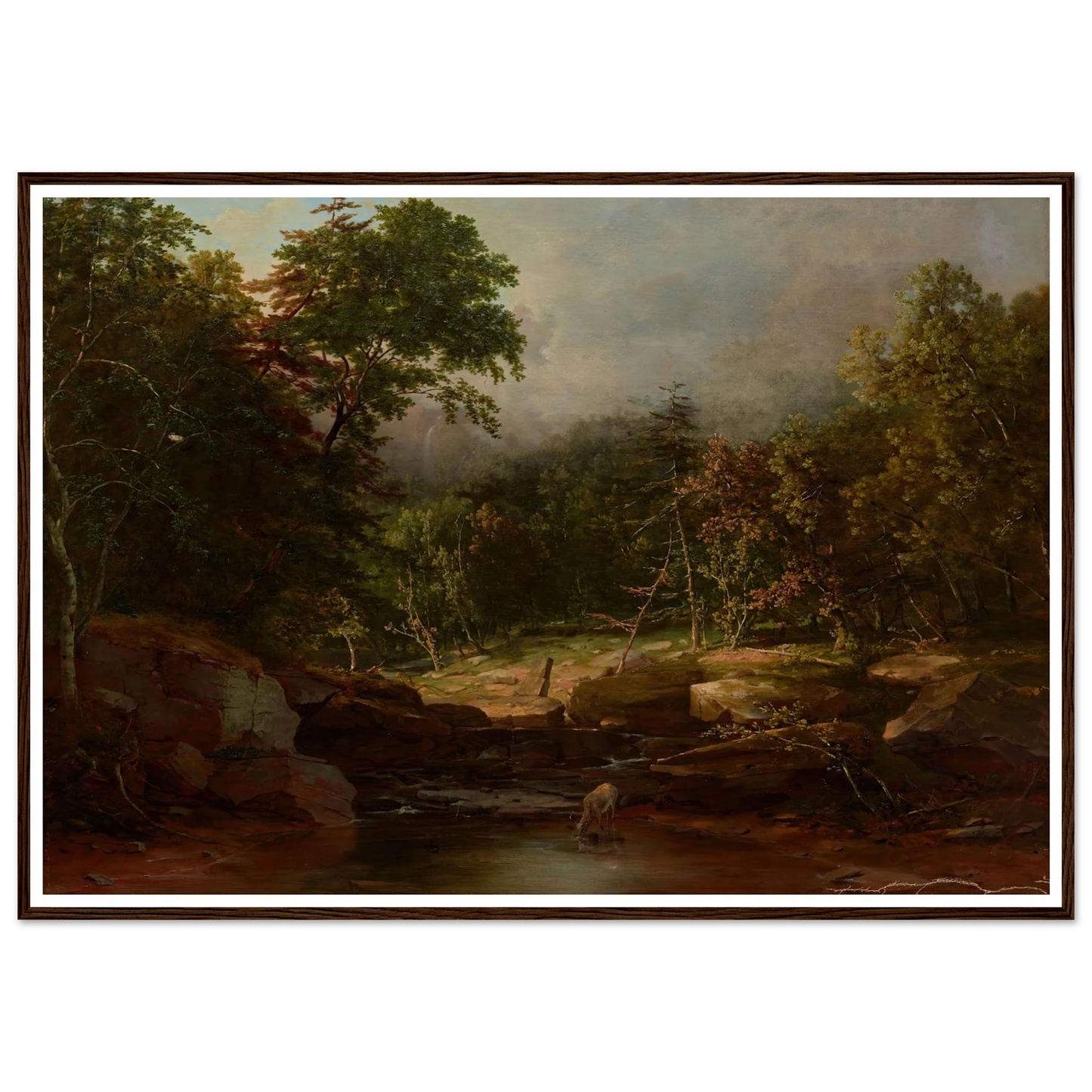 Stream in the Mountains (1850s) Art Print | George Inness - Framed Poster - 30x40 cm / 12x16″ - Black frame