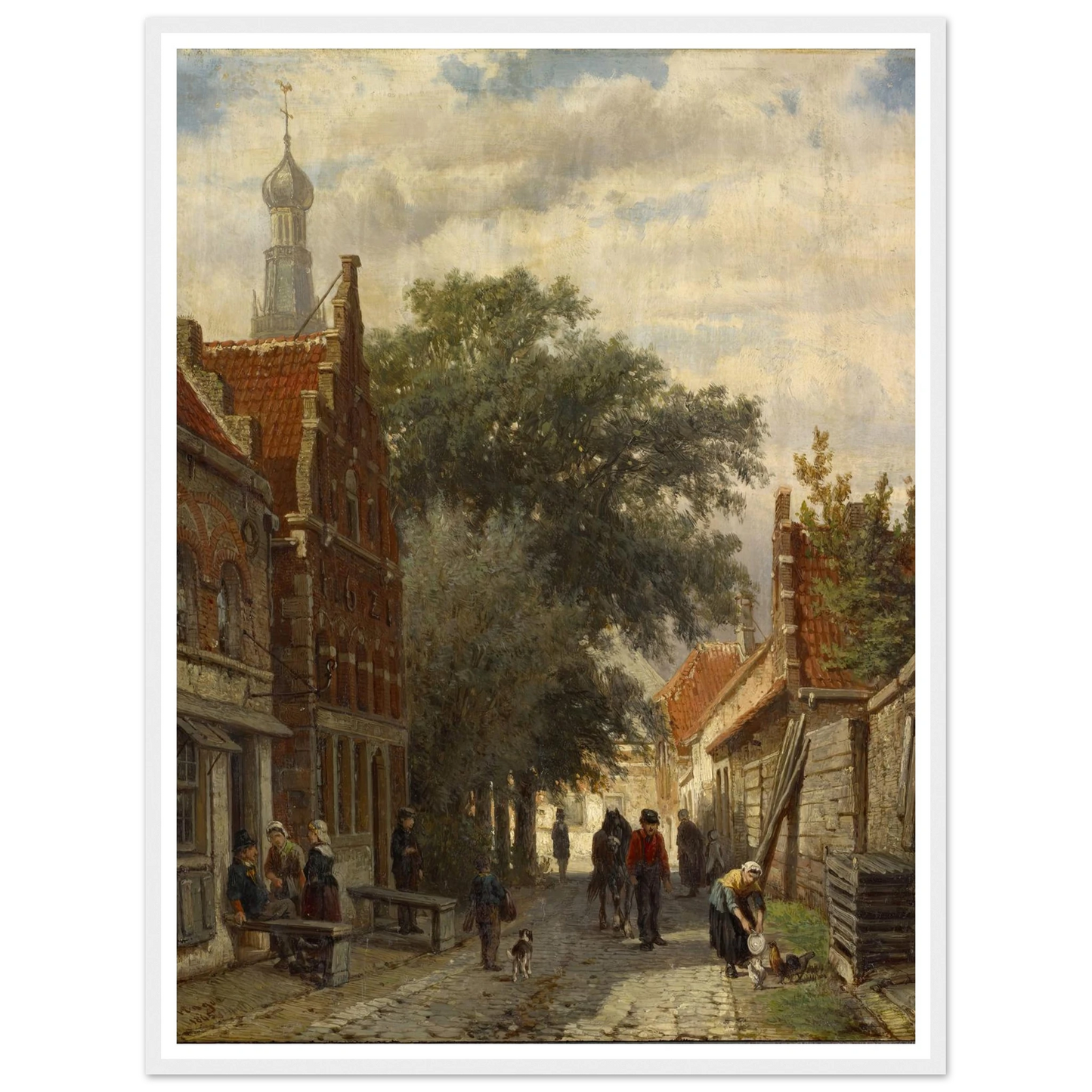 Street in Enkhuizen (1865) Art Print | Cornelis Springer - Framed Poster - 30x40 cm / 12x16″ - Black frame