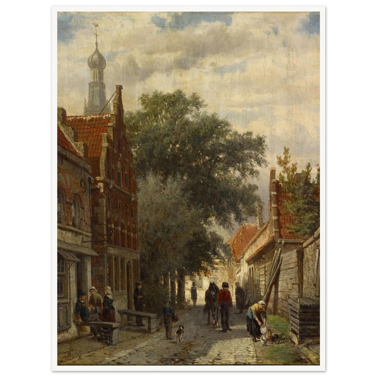 Street in Enkhuizen (1865) Art Print | Cornelis Springer - Framed Poster - 30x40 cm / 12x16″ - Black frame