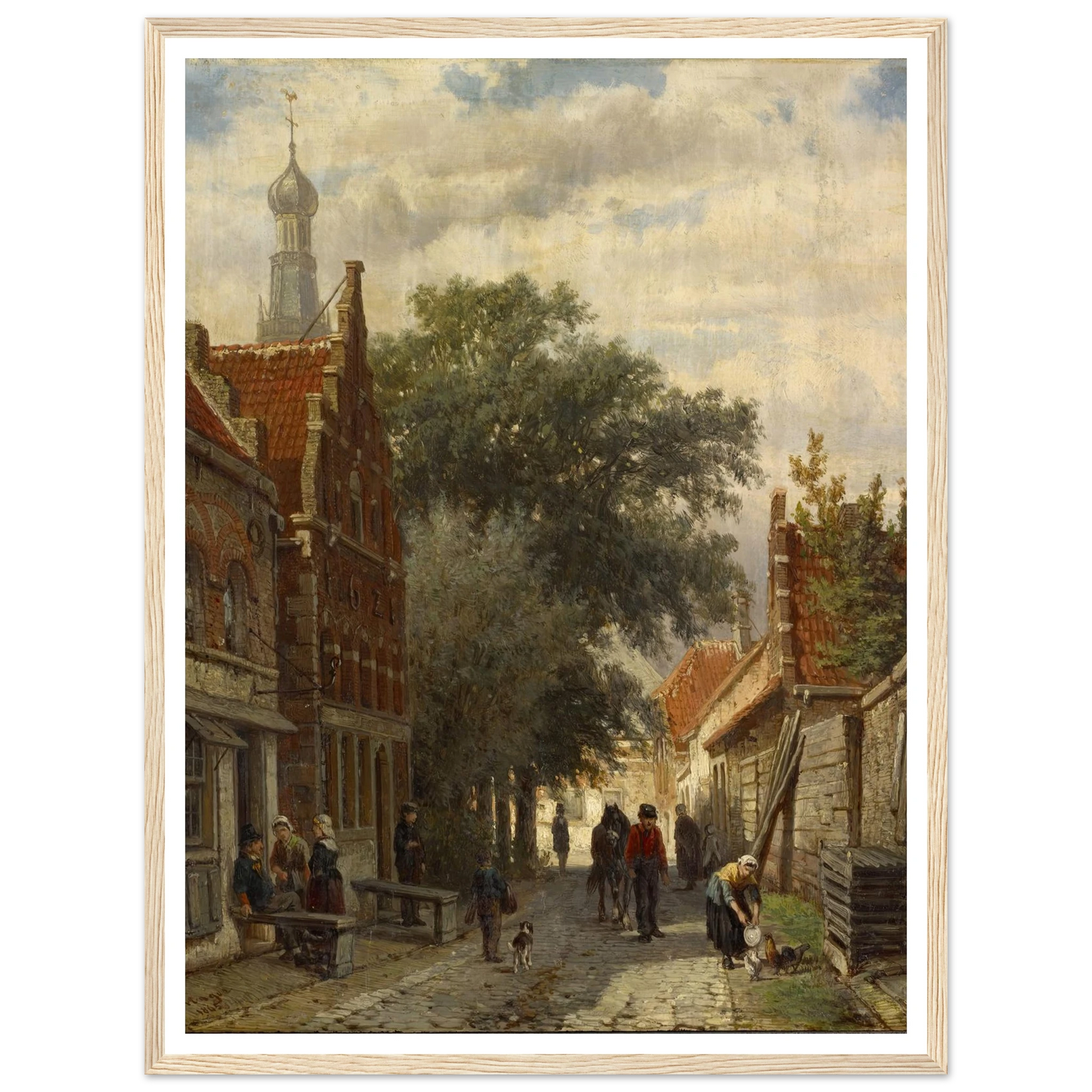 Street in Enkhuizen (1865) Art Print | Cornelis Springer - Framed Poster - 30x40 cm / 12x16″ - Black frame