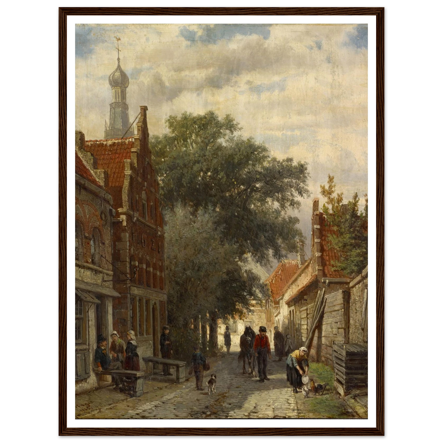 Street in Enkhuizen (1865) Art Print | Cornelis Springer - Framed Poster - 30x40 cm / 12x16″ - Black frame