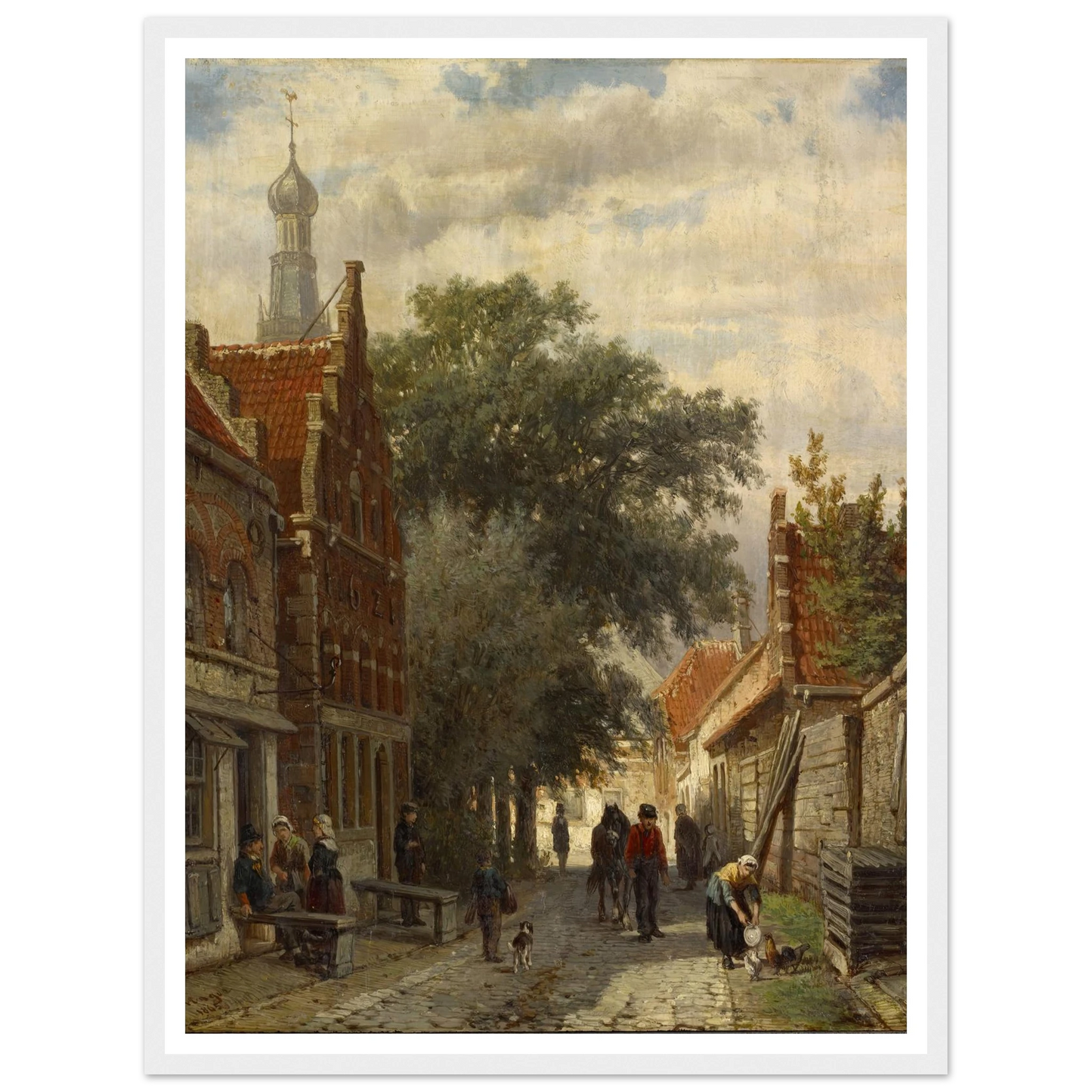 Street in Enkhuizen (1865) Art Print | Cornelis Springer - Framed Poster - 30x40 cm / 12x16″ - Black frame