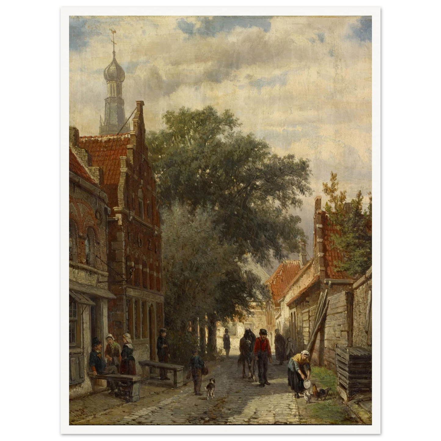 Street in Enkhuizen (1865) Art Print | Cornelis Springer - Framed Poster - 30x40 cm / 12x16″ - Black frame