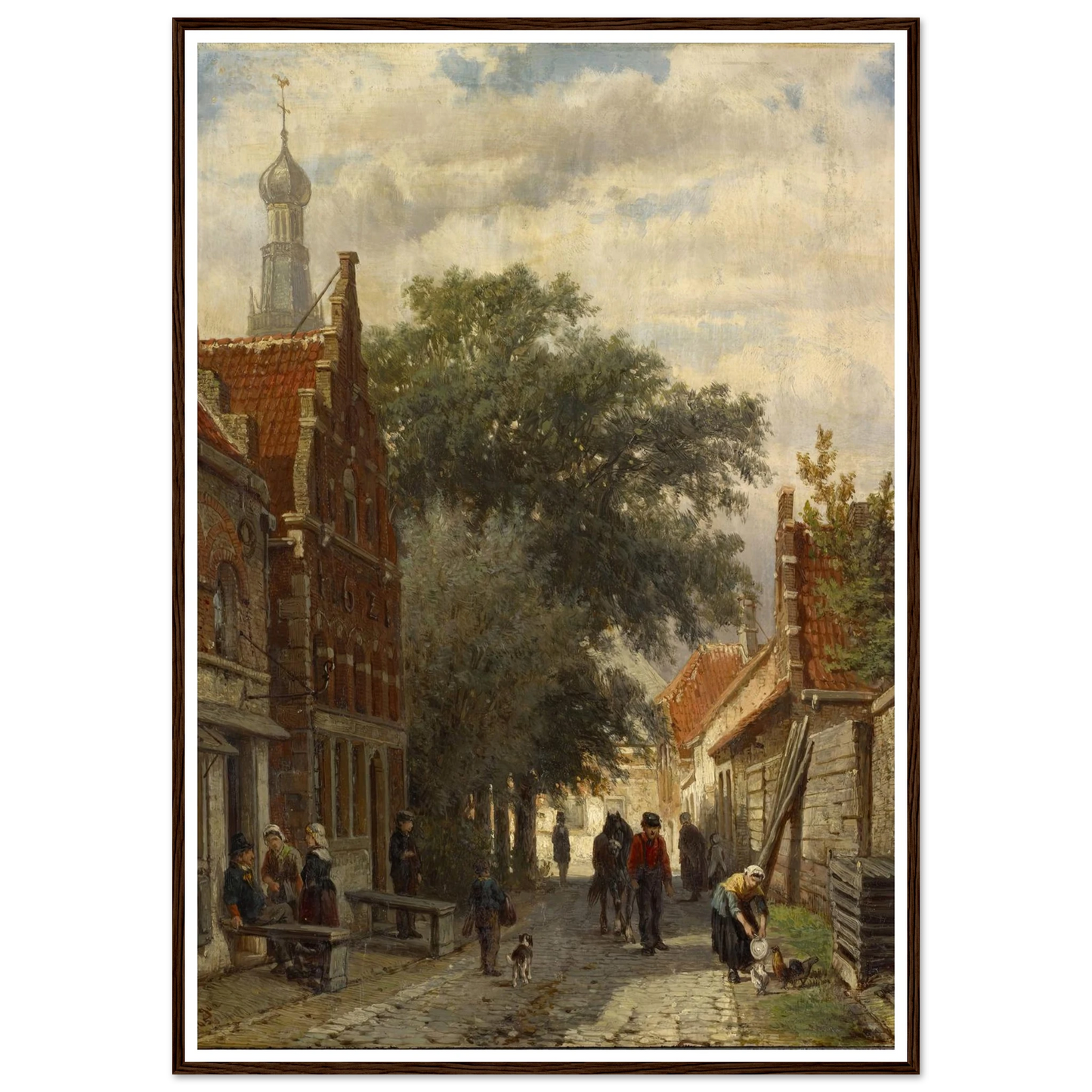 Street in Enkhuizen (1865) Art Print | Cornelis Springer - Framed Poster - 30x40 cm / 12x16″ - Black frame