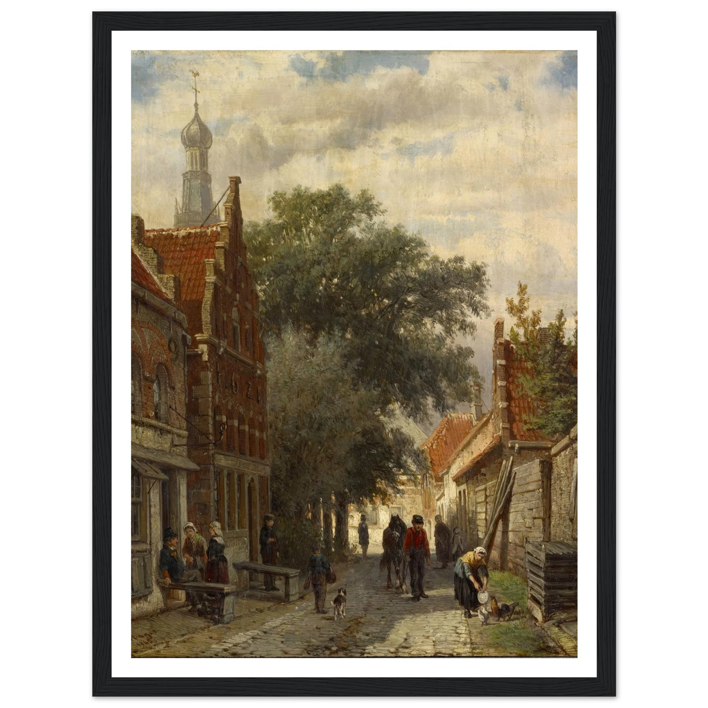 Street in Enkhuizen (1865) Art Print | Cornelis Springer - Framed Poster - 30x40 cm / 12x16″ - Black frame