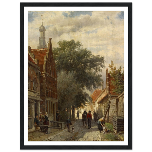 Street in Enkhuizen (1865) Art Print | Cornelis Springer - Framed Poster - 30x40 cm / 12x16″ - Black frame