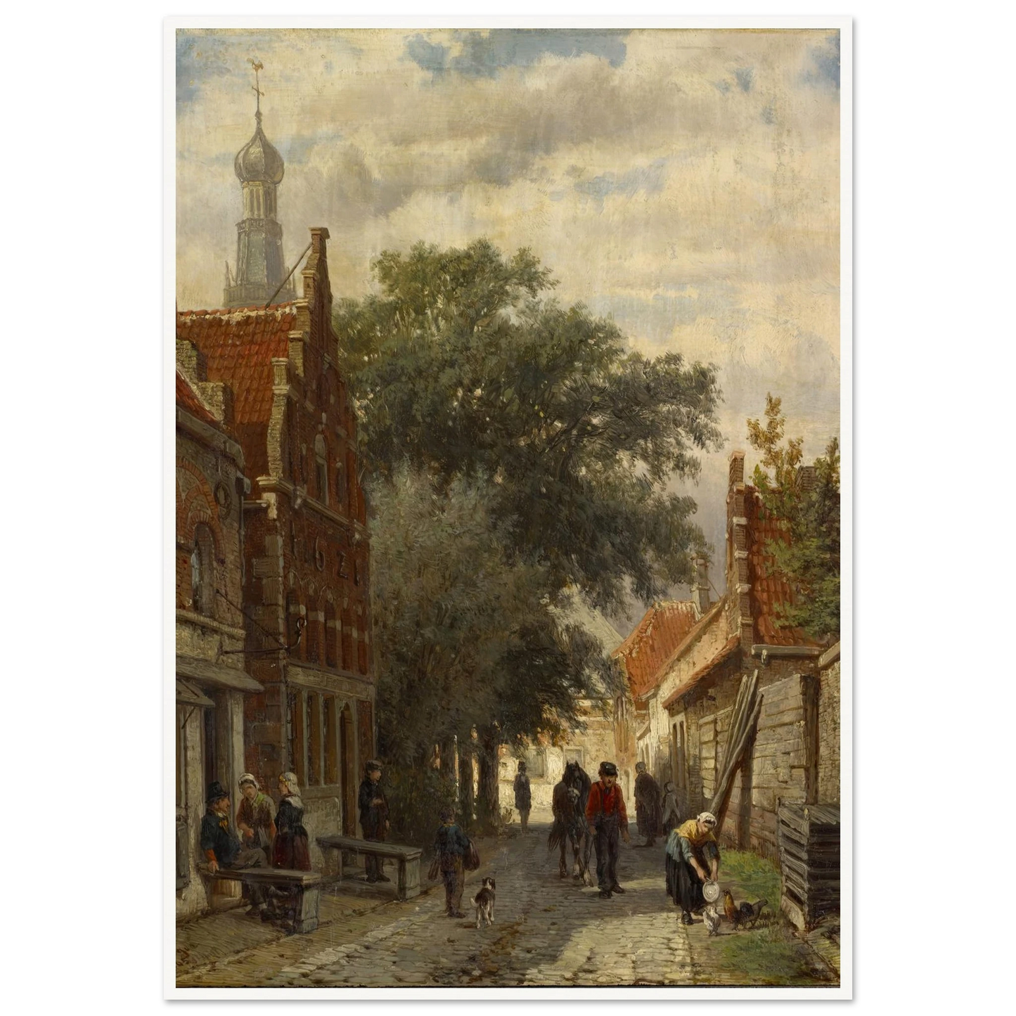 Street in Enkhuizen (1865) Art Print | Cornelis Springer - Framed Poster - 30x40 cm / 12x16″ - Black frame