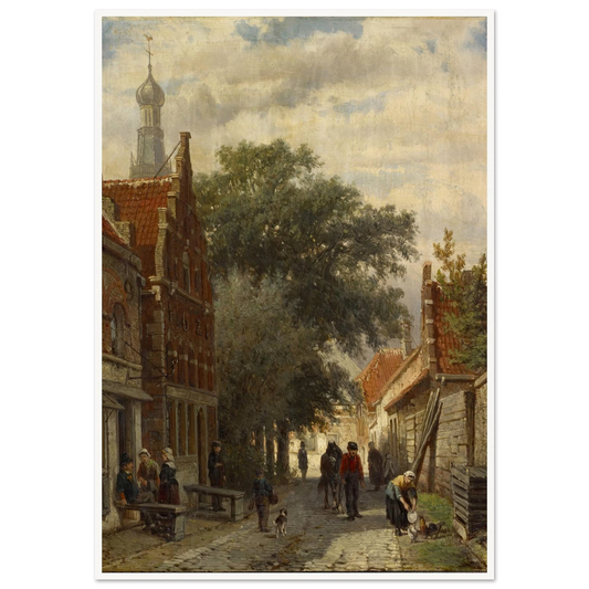 Street in Enkhuizen (1865) Art Print | Cornelis Springer - Framed Poster - 30x40 cm / 12x16″ - Black frame
