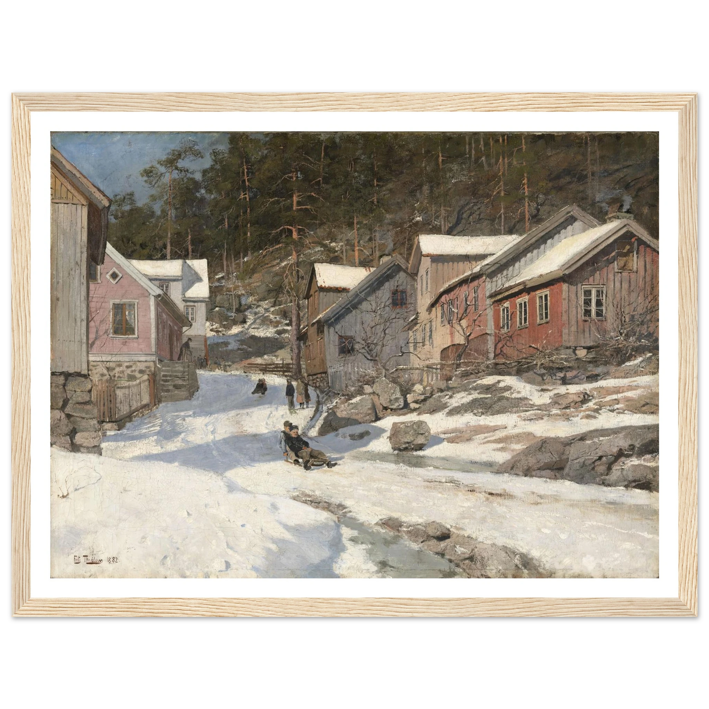 Street in Kragerø (1882) Art Print | Frits Thaulow - Framed Poster - 30x40 cm / 12x16″ - Black frame