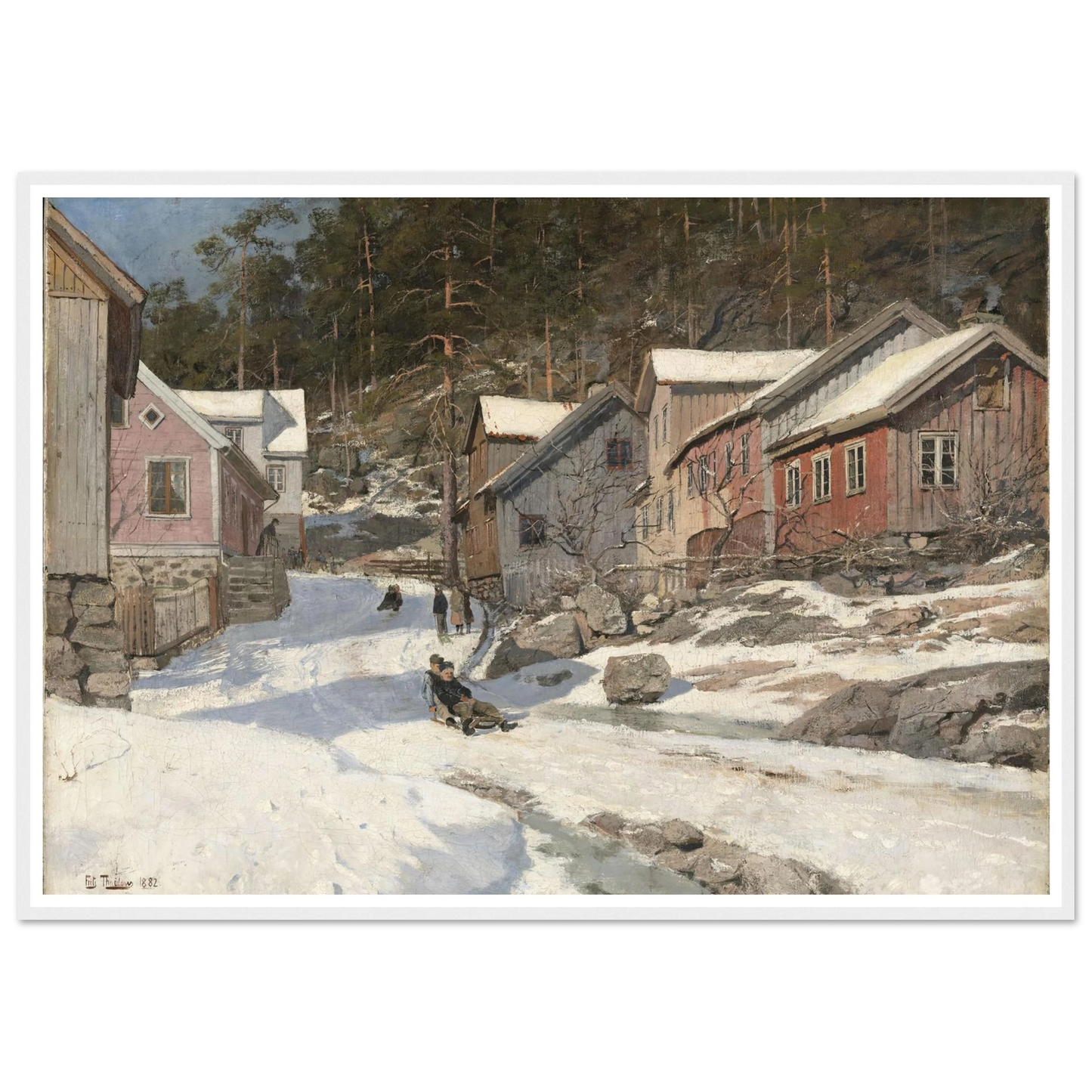 Street in Kragerø (1882) Art Print | Frits Thaulow - Framed Poster - 30x40 cm / 12x16″ - Black frame