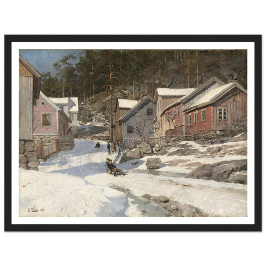 Street in Kragerø (1882) Art Print | Frits Thaulow - Framed Poster - 30x40 cm / 12x16″ - Black frame
